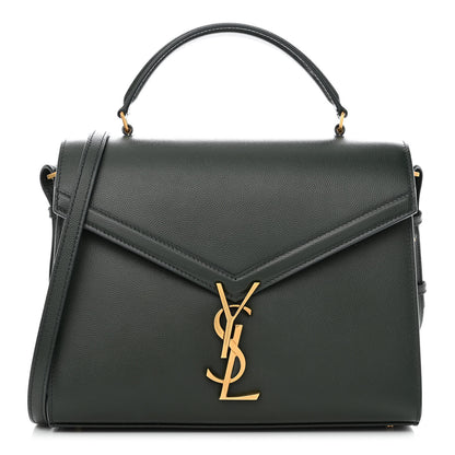 Saint Laurent Grain de Poudre Medium Classic Monogram Cassandra Top Handle Dark Green 1 of 12