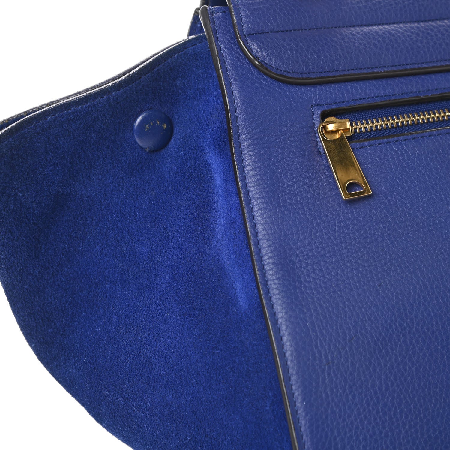 Celine Drummed Calfskin Suede Small Trapeze Indigo 16 of 22