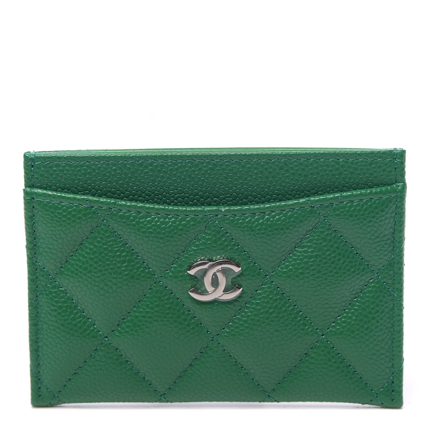 Chanel Caviar Quilted Card Holder Green 1 of 9