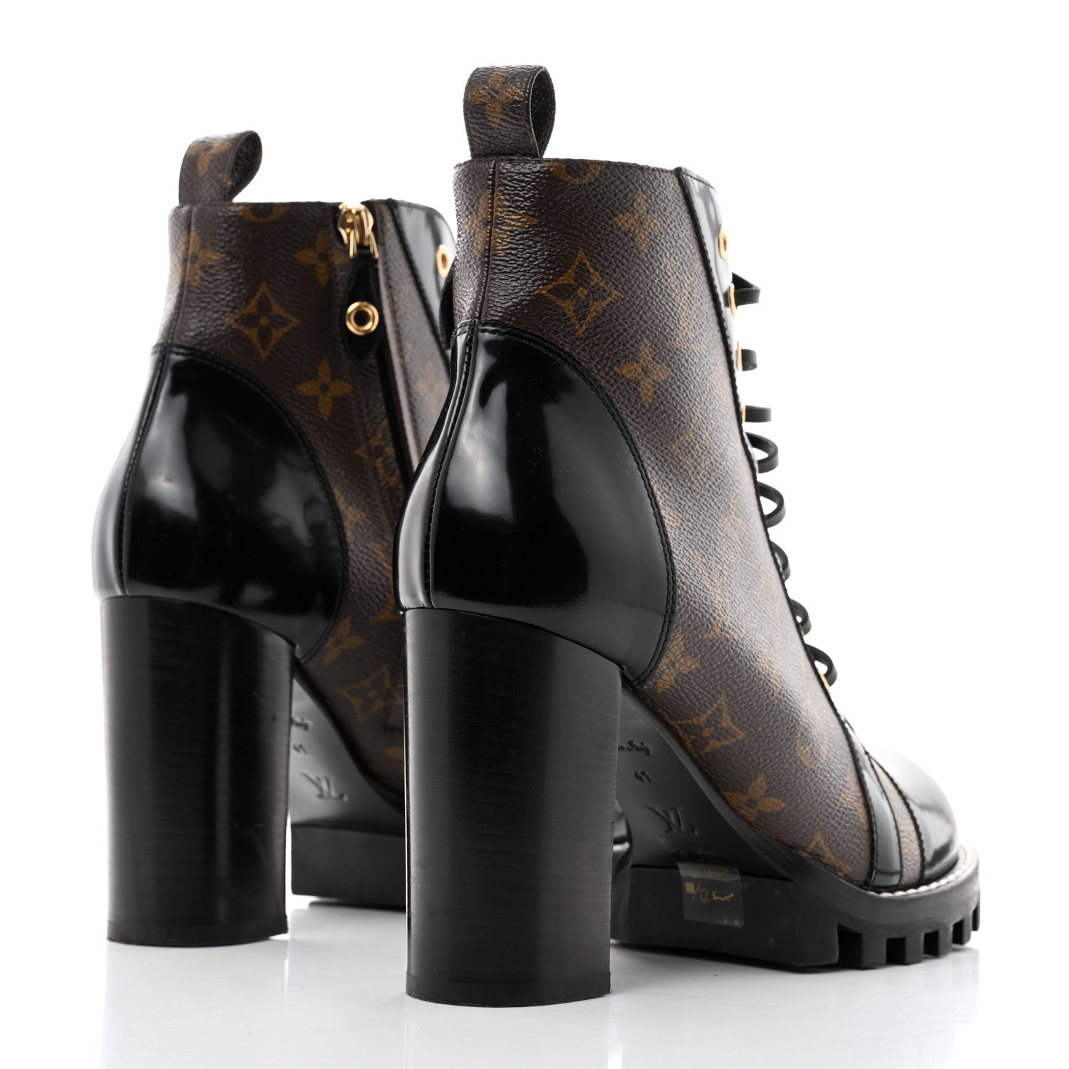 Louis Vuitton Patent Calfskin Monogram Star Trail Ankle Boots 41 Black 4 of 8