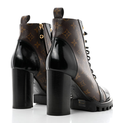 Louis Vuitton Patent Calfskin Monogram Star Trail Ankle Boots 41 Black 4 of 8