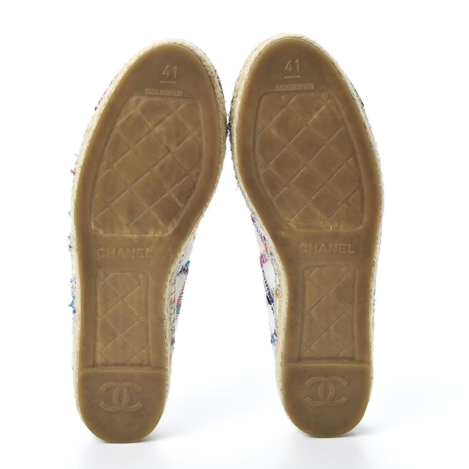 Chanel Tweed Grosgrain CC Espadrilles 41 White Blue Pink Green Black 5 of 10