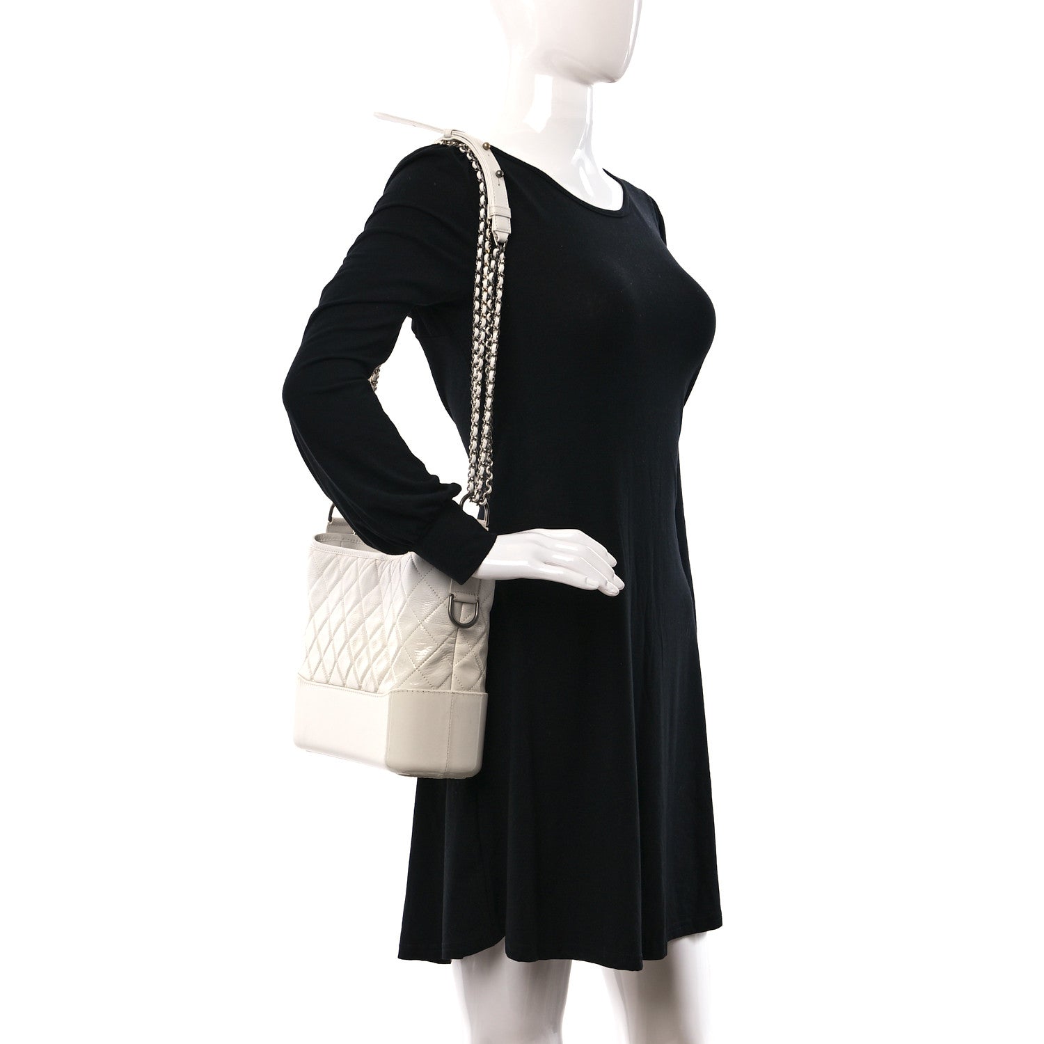 Chanel Patent Goatskin Quilted Medium Gabrielle Hobo White 2 of 10