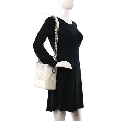Chanel Patent Goatskin Quilted Medium Gabrielle Hobo White 2 of 10