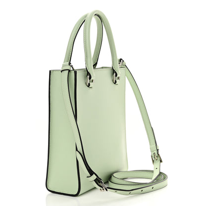 Prada Soft Calfskin Triangle Logo Embossed Small Double Handle Crossbody Tote Acquamarina 3 of 9