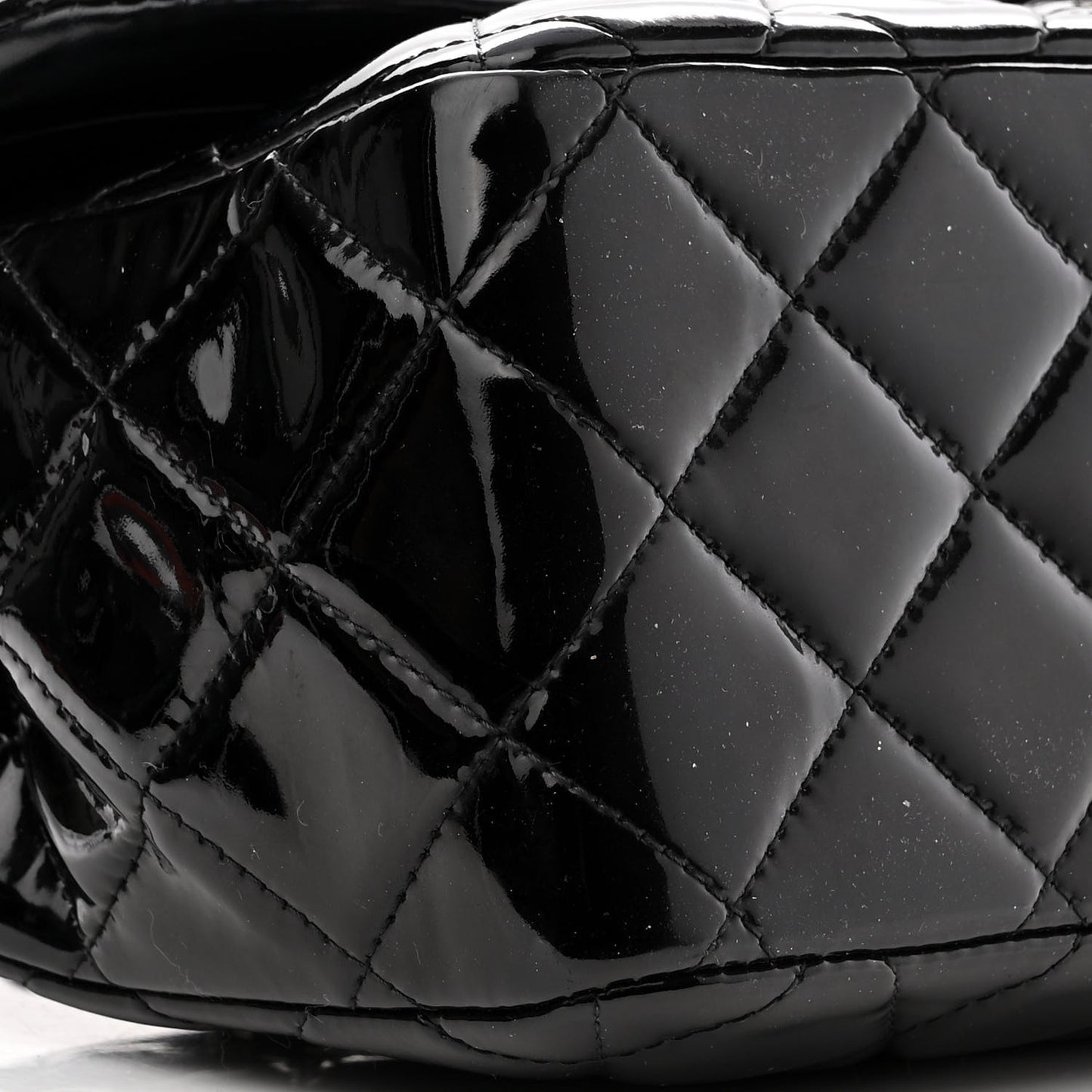 Patent Quilted Jumbo Double Flap Black