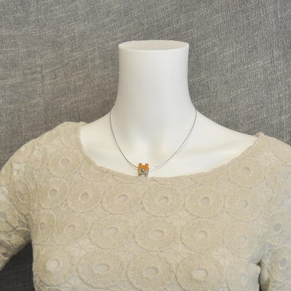 Hermes Cage d H Necklace Silver and Orange 2 of 6
