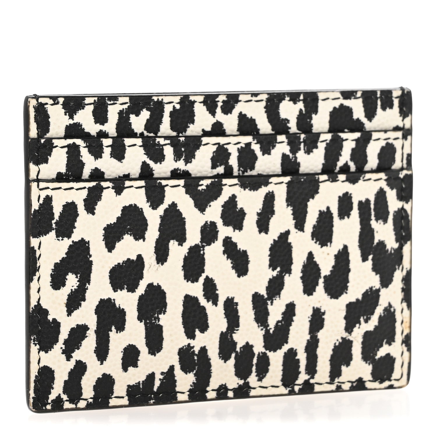 Saint Laurent Grain De Poudre Baby Cat Print Card Case White Black 3 of 8