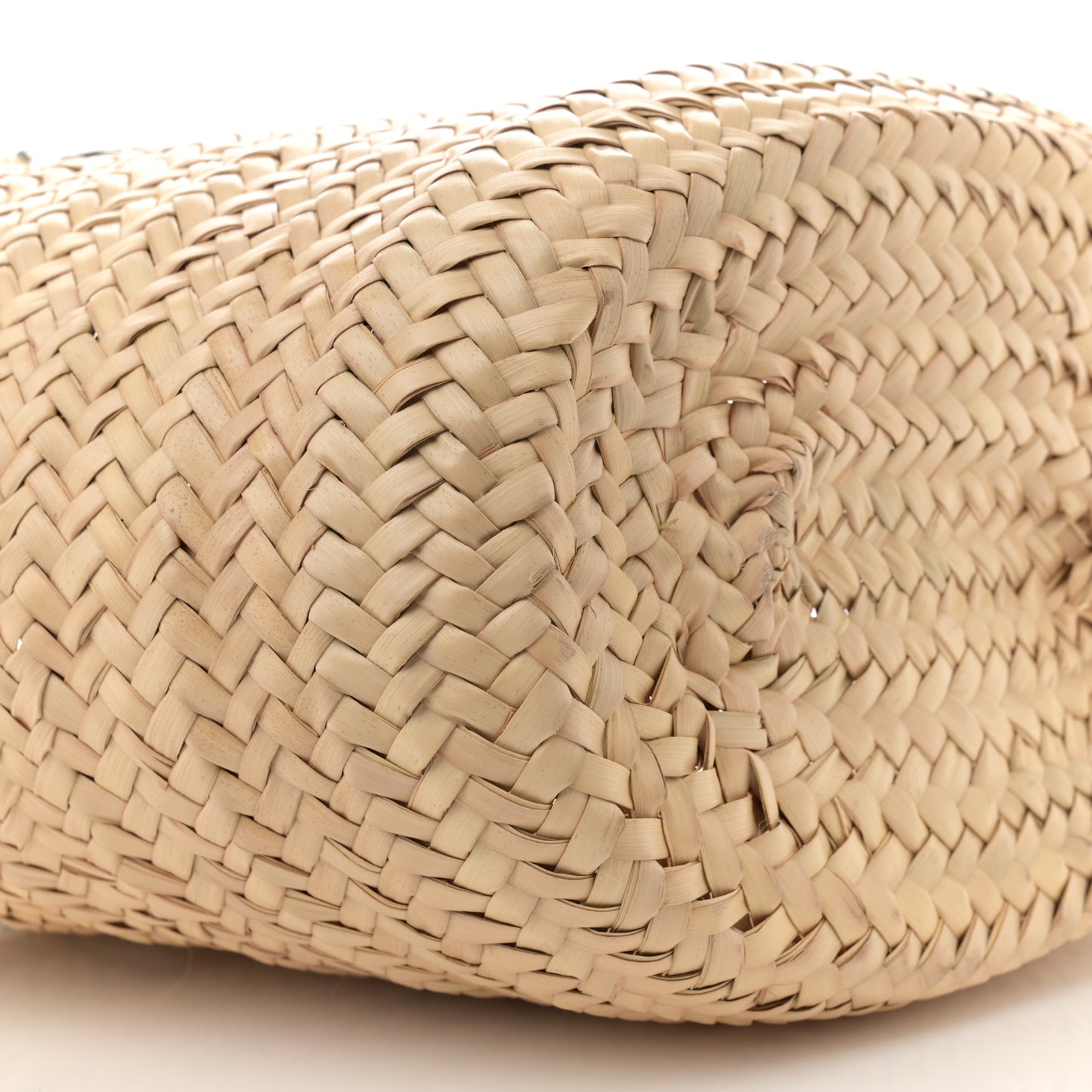 Palmitto Vitello Woven Braided Large Basket Tote Bag Naturale White