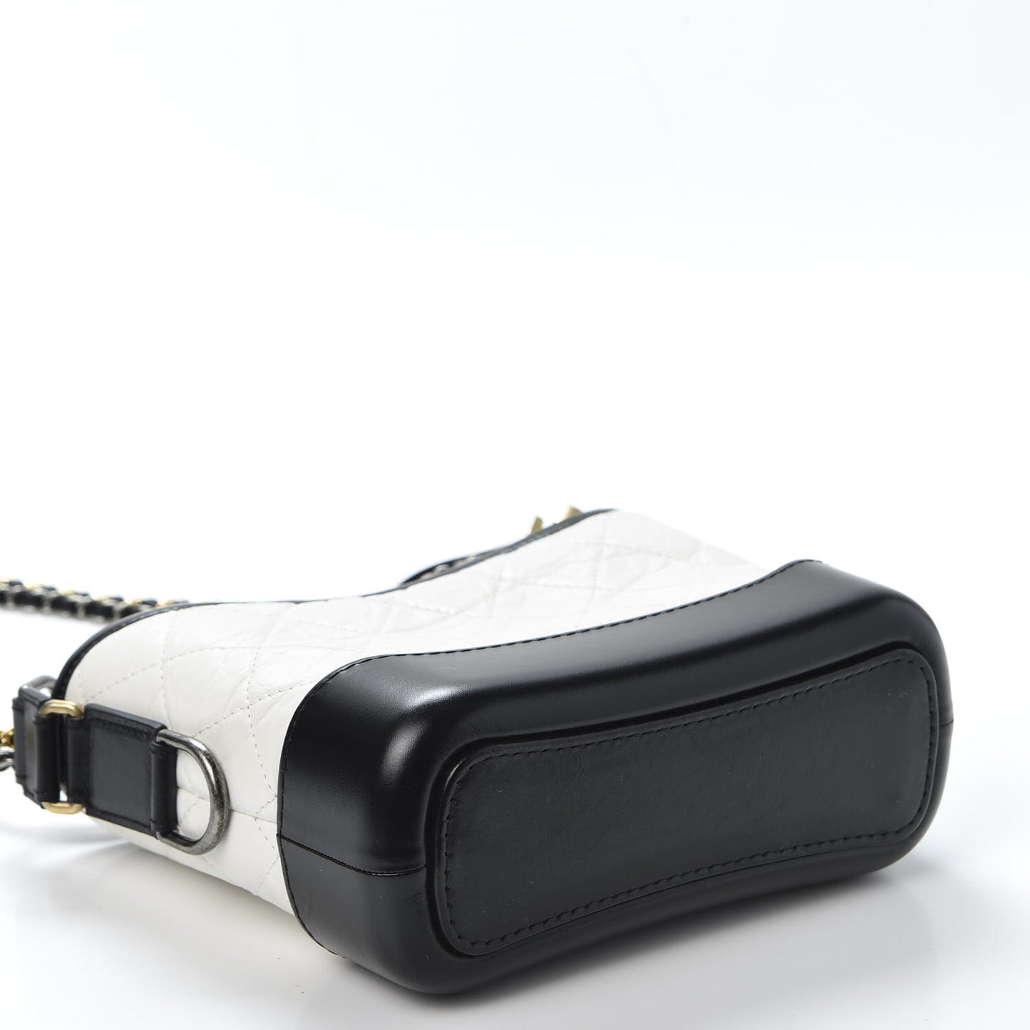 Aged Calfskin Quilted Small Gabrielle Hobo Black White