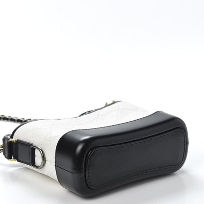 Chanel Aged Calfskin Quilted Small Gabrielle Hobo Black White 3 of 10