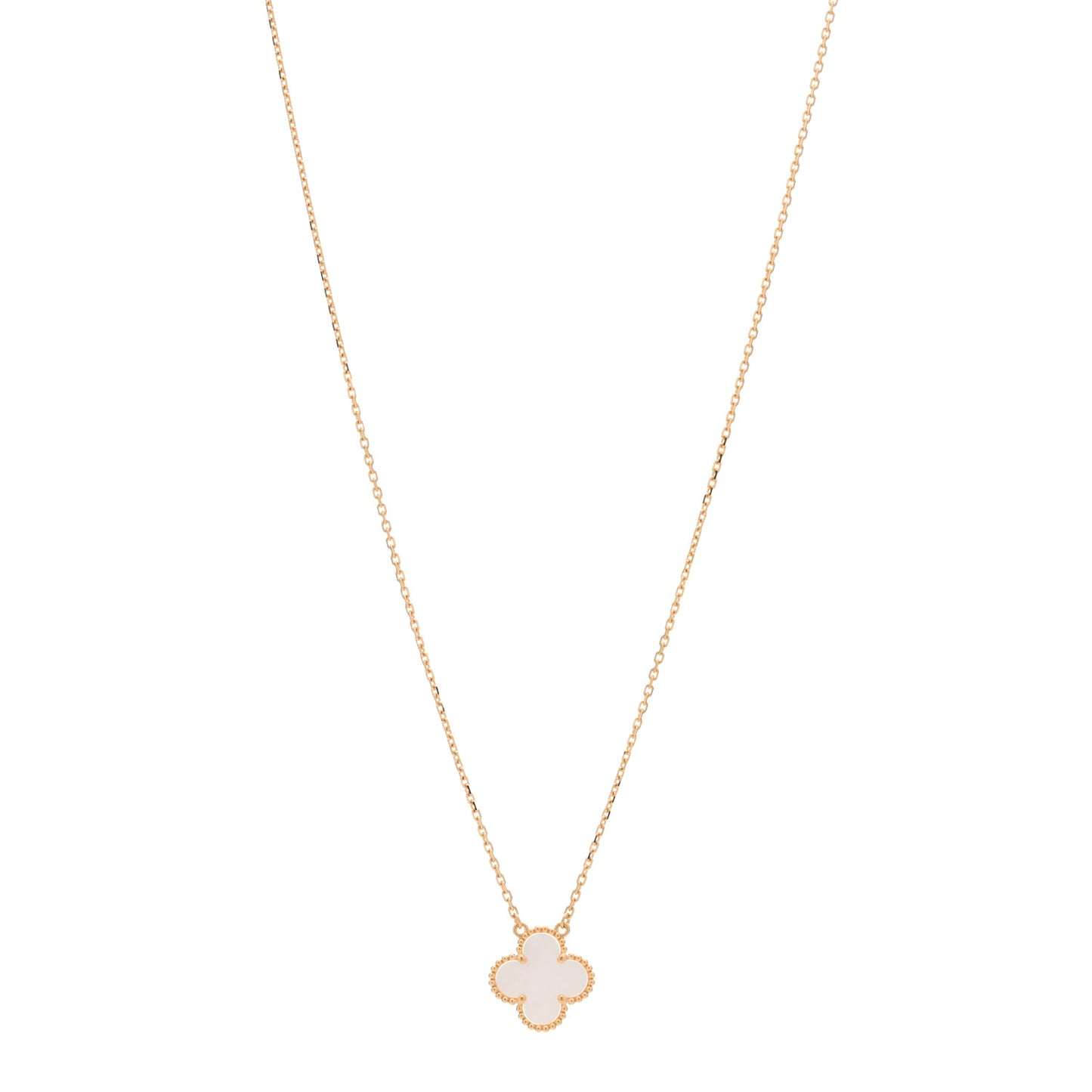 18K Yellow Gold Mother of Pearl Vintage Alhambra Pendant Necklace
