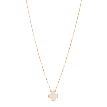 Van Cleef & Arpels 18K Yellow Gold Mother of Pearl Vintage Alhambra Pendant Necklace 1 of 5
