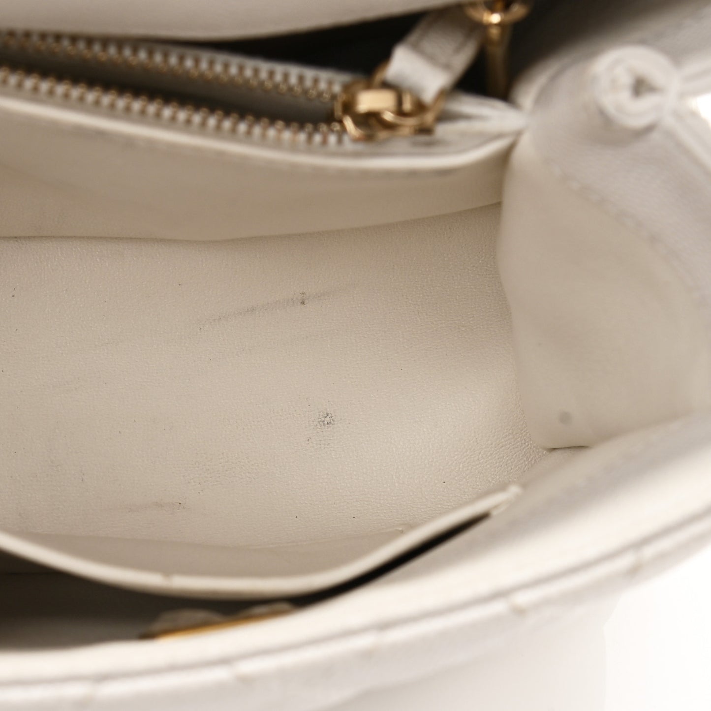 Caviar Quilted Small Coco Handle Flap White