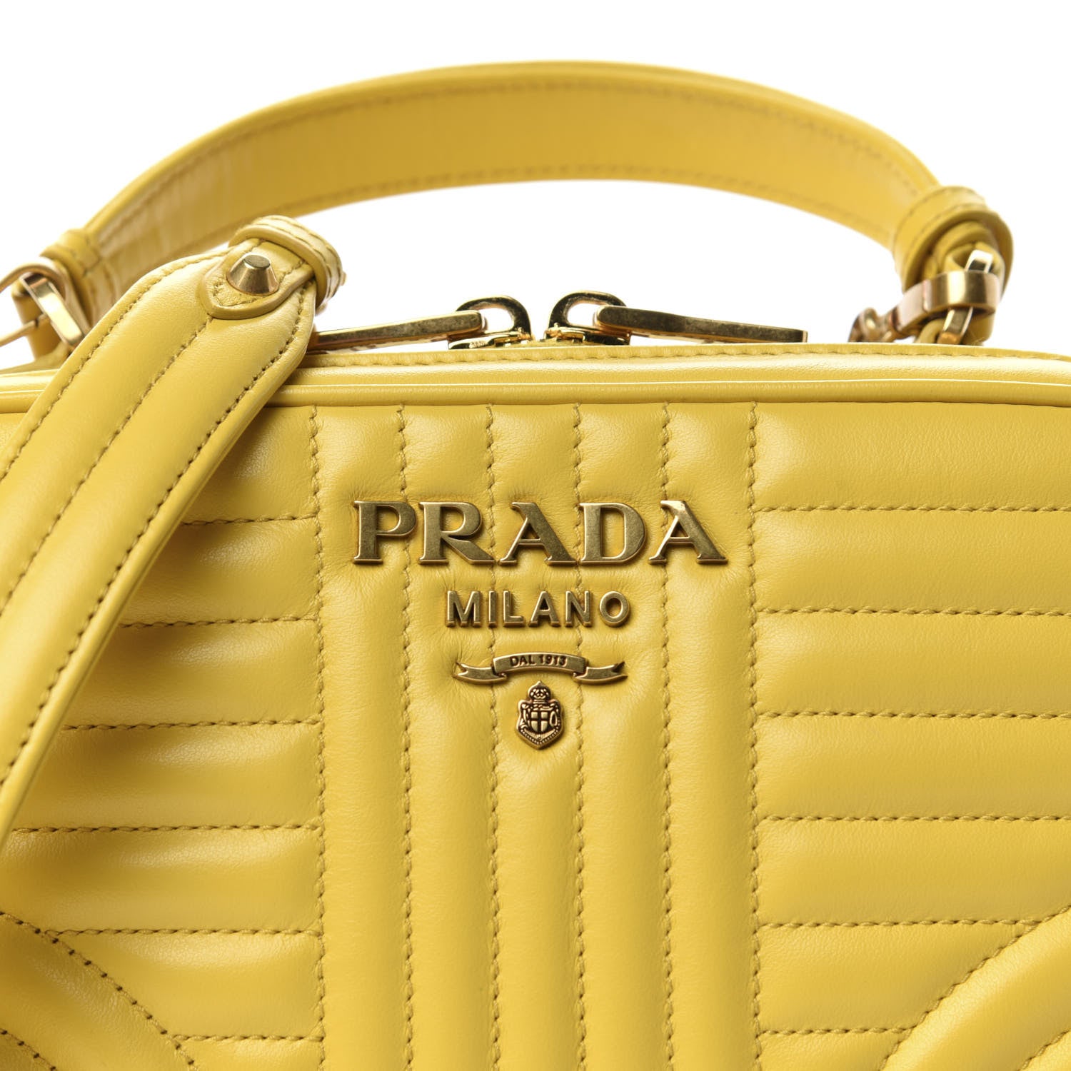 Prada Soft Calfskin Impunture Diagramme Top Handle Chain Crossbody Bag Sole 9 of 9