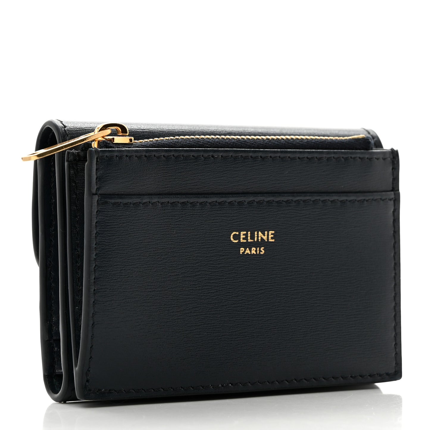 Calfskin Compact Triomphe Wallet With Coin Purse Dark Blue