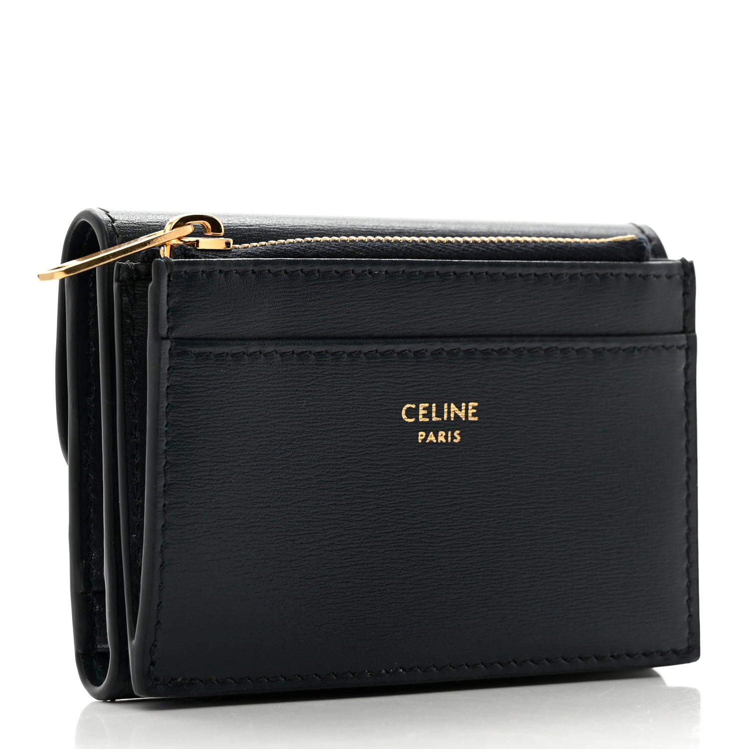 Celine Calfskin Compact Triomphe Wallet With Coin Purse Dark Blue 4 of 10