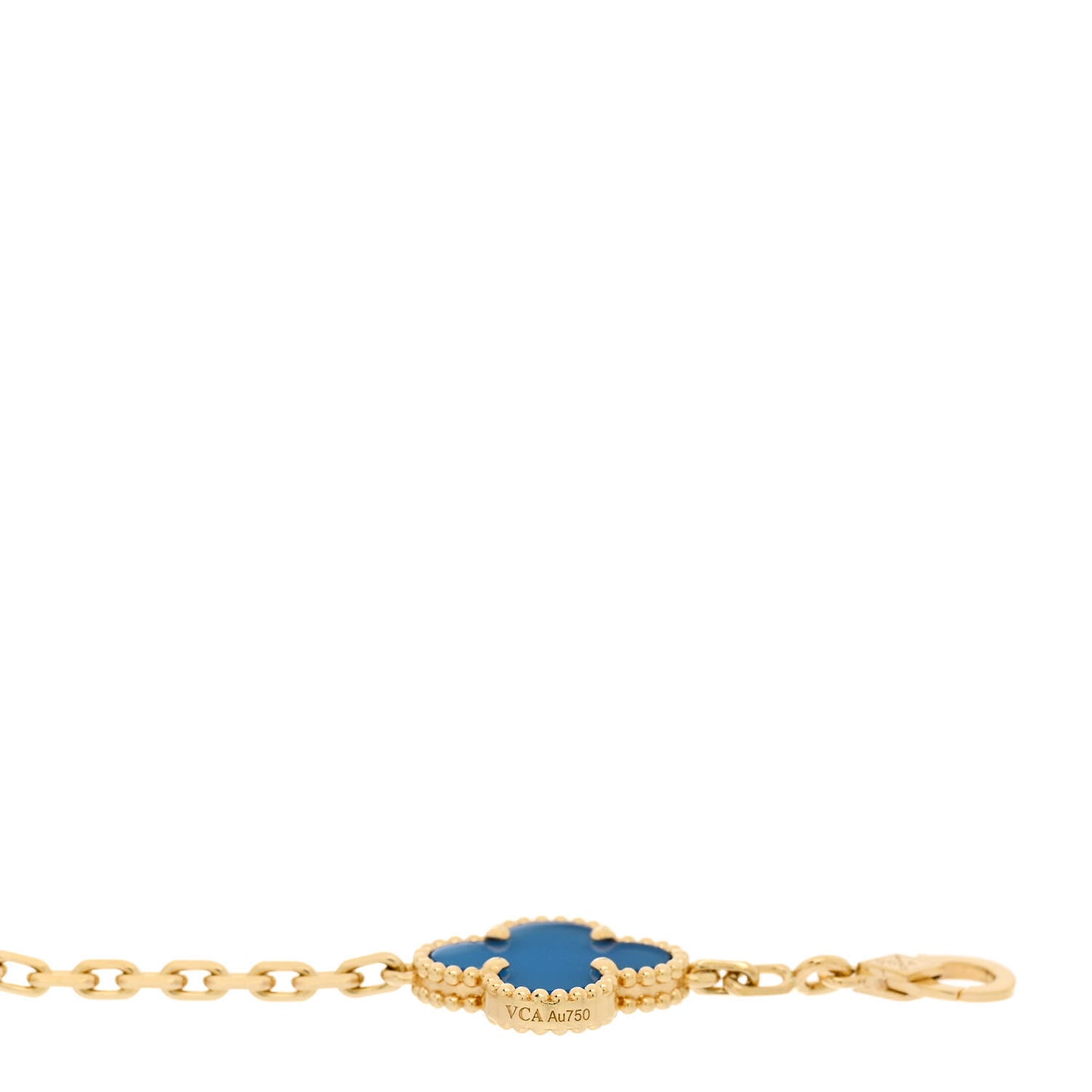 18K Yellow Gold Blue Agate 5 Motifs Vintage Alhambra Bracelet