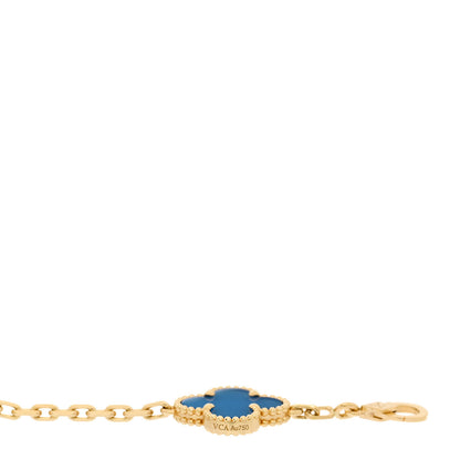 Van Cleef & Arpels 18K Yellow Gold Blue Agate 5 Motifs Vintage Alhambra Bracelet 3 of 4