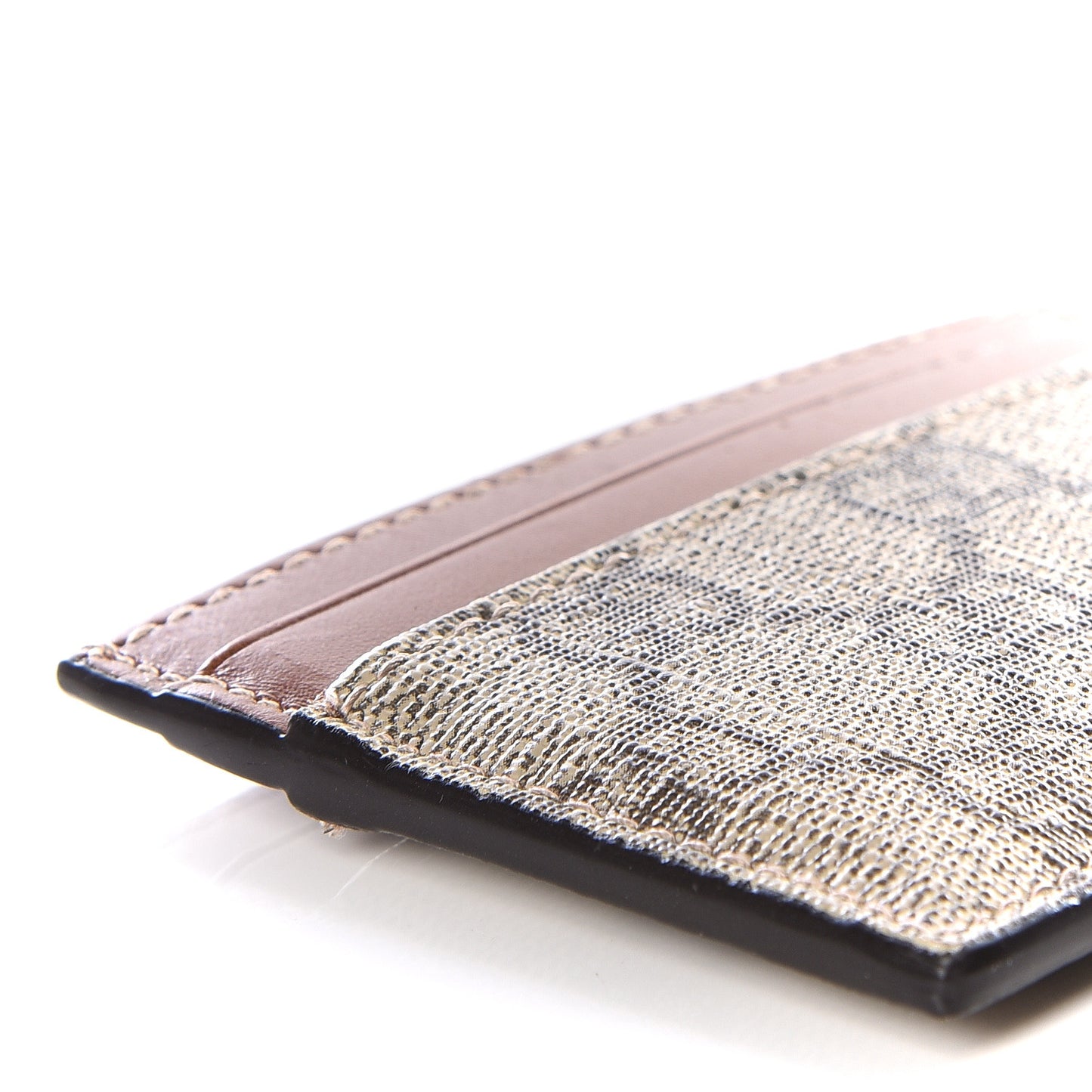GG Supreme Monogram Calfskin Card Holder Beige Ebony Cuir