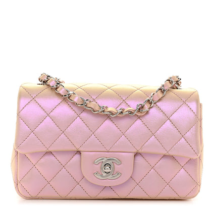 Chanel Iridescent Calfskin Quilted Mini Rectangular Flap Pink 1 of 10