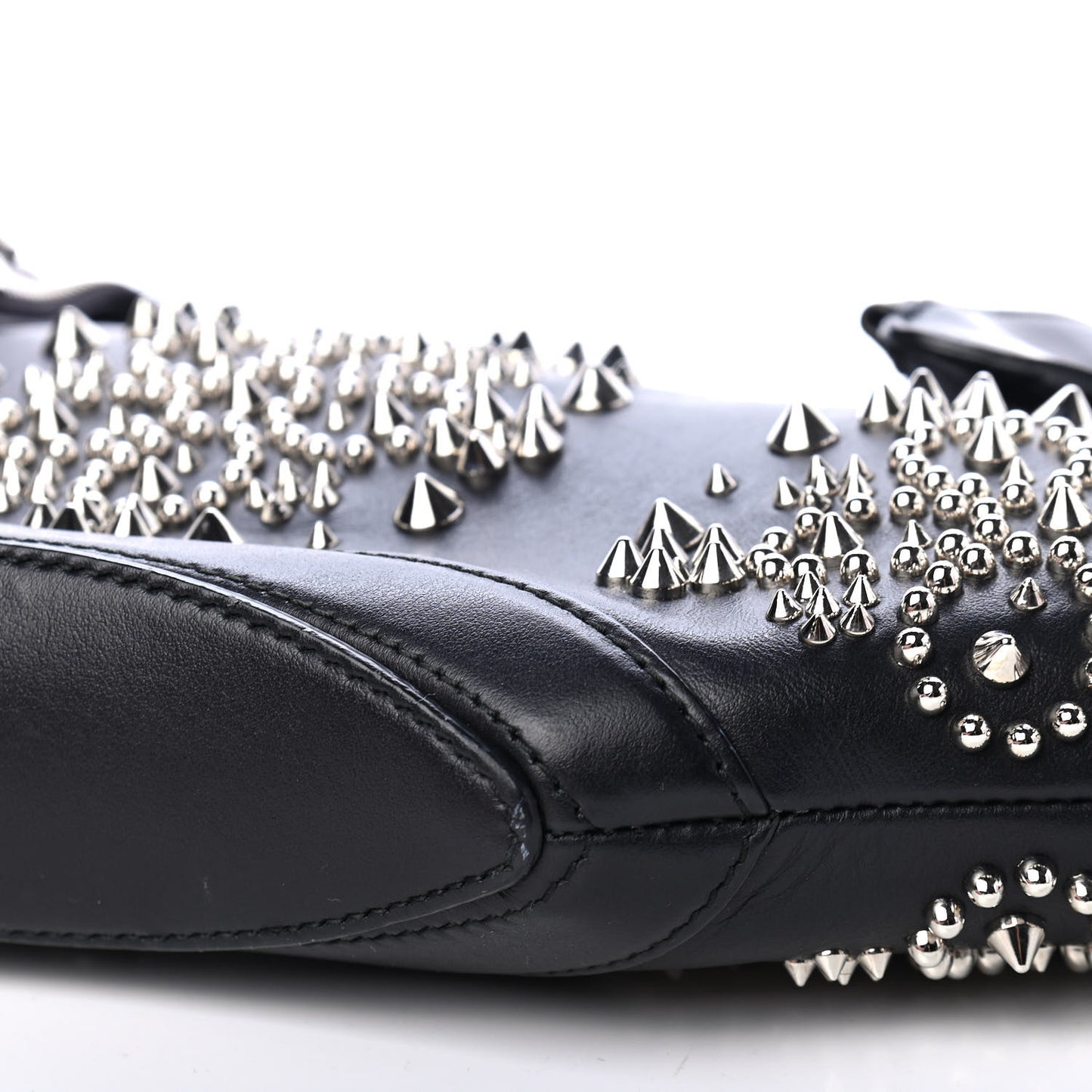 Calfskin Studded De Manta Clutch Black