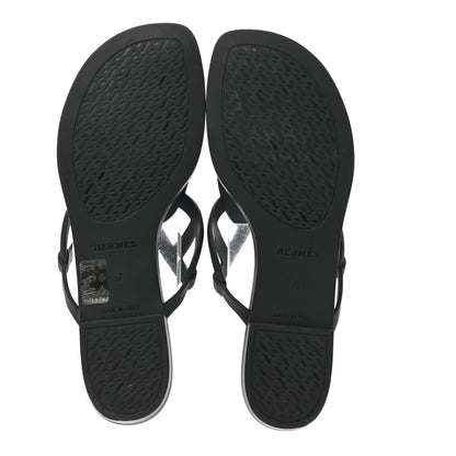 Hermes Rubber Womens Egerie Sandals 37 Black 5 of 9