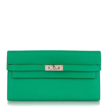 Hermes Chevre Mysore Kelly Longue Wallet Menthe 1 of 7