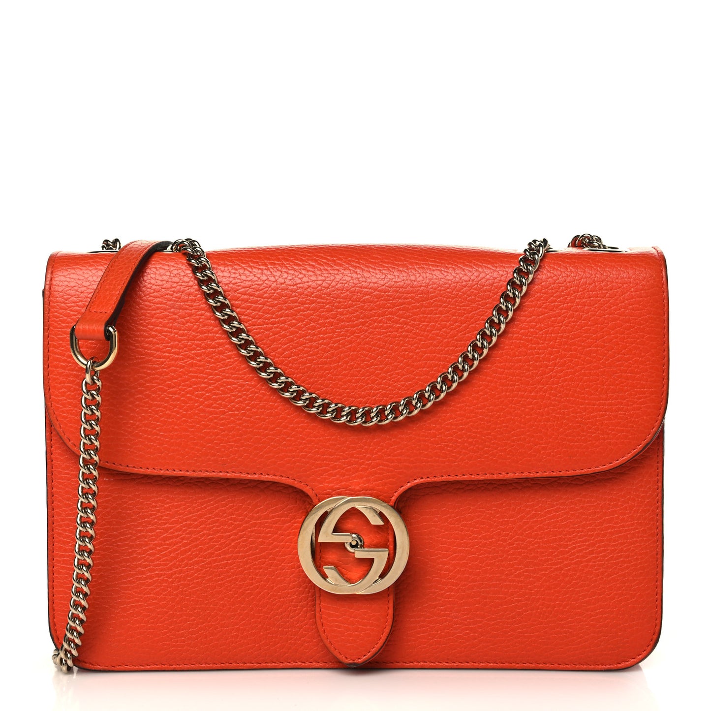 Dollar Calfskin Interlocking G Shoulder Bag Sun Orange