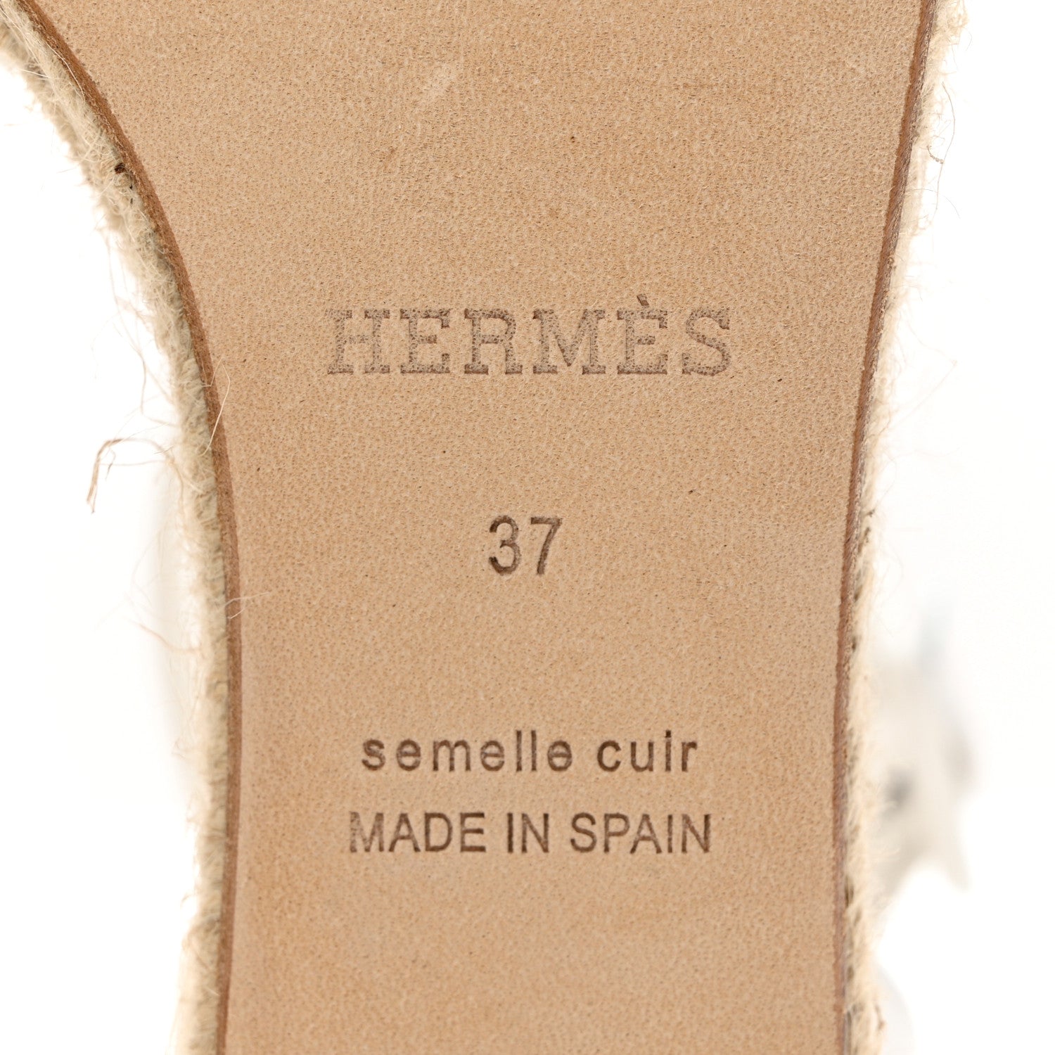 Hermes Goatskin Elda Espadrille Wedge Sandals 37 White 7 of 8