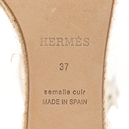 Hermes Goatskin Elda Espadrille Wedge Sandals 37 White 7 of 8