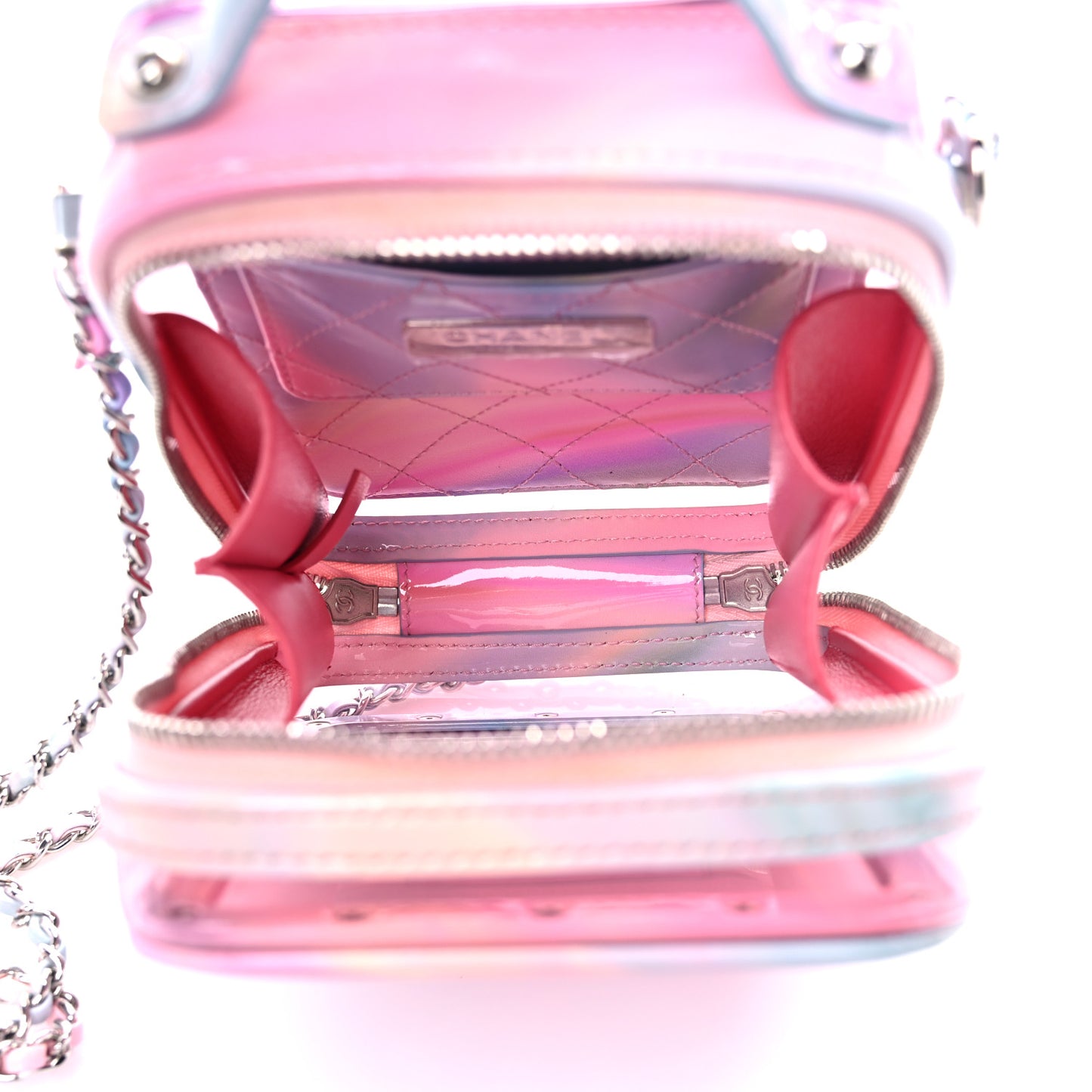 PVC Patent Calfskin Patent Lambskin Vertical Vanity Case Pink