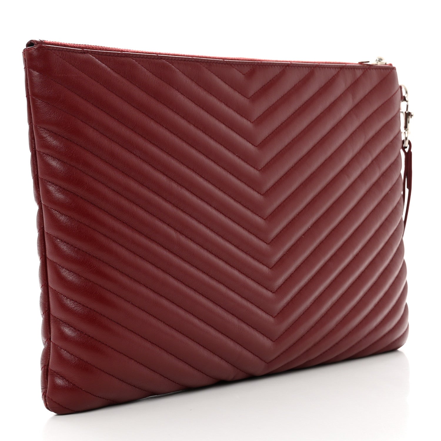 Saint Laurent Calfskin Matelasse Chevron Monogram Document Holder Rouge Legion 3 of 9