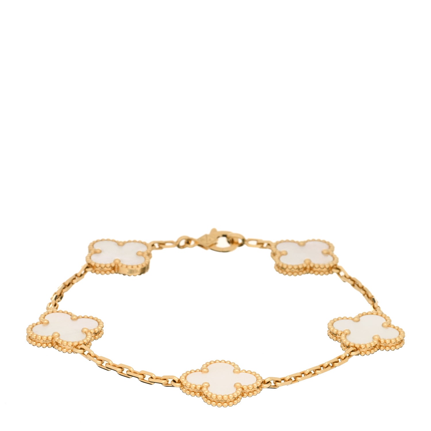 Van Cleef & Arpels 18K Yellow Gold Mother of Pearl 5 Motifs Vintage Alhambra Bracelet 1 of 4