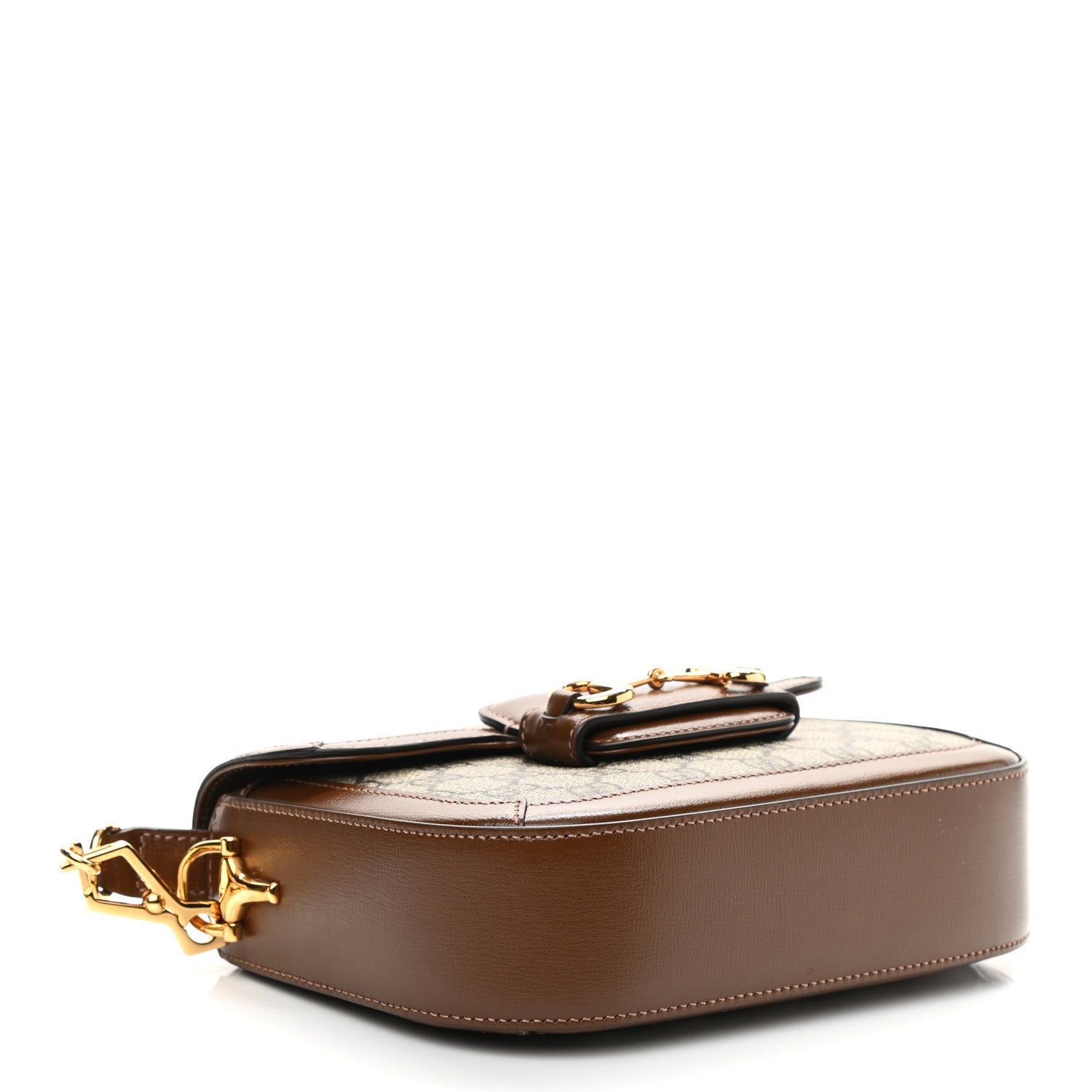 Gucci GG Supreme Monogram Web Mini Horsebit 1955 Shoulder Bag Beige Brown Sugar 4 of 11