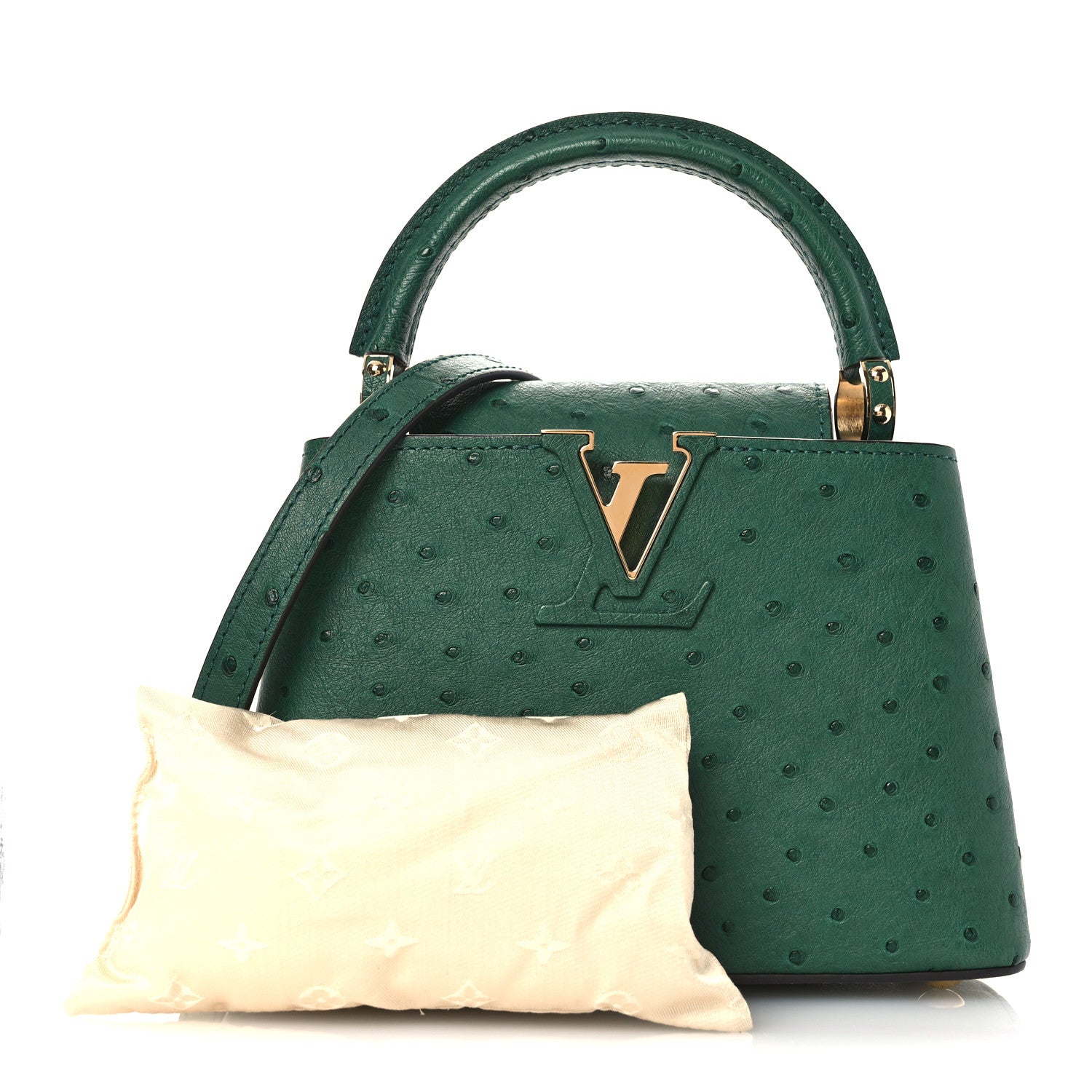 Louis Vuitton Ostrich Capucines Mini Mint 2 of 9