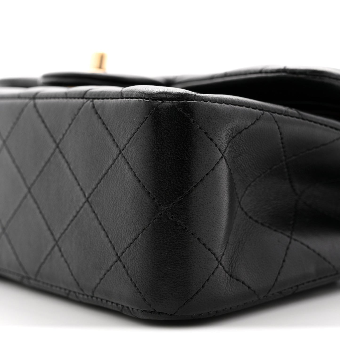 Lambskin Quilted Small Double Flap Black