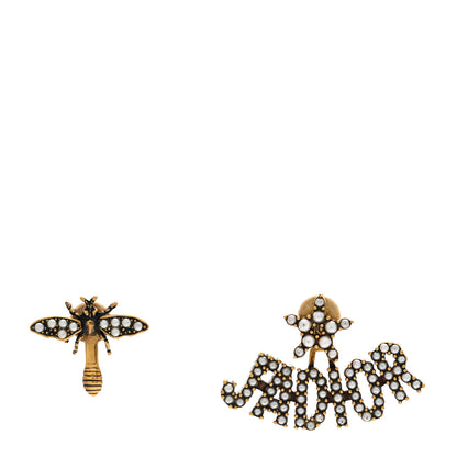 Christian Dior Metal Pearl J'adior Earrings Aged Gold 1 of 5