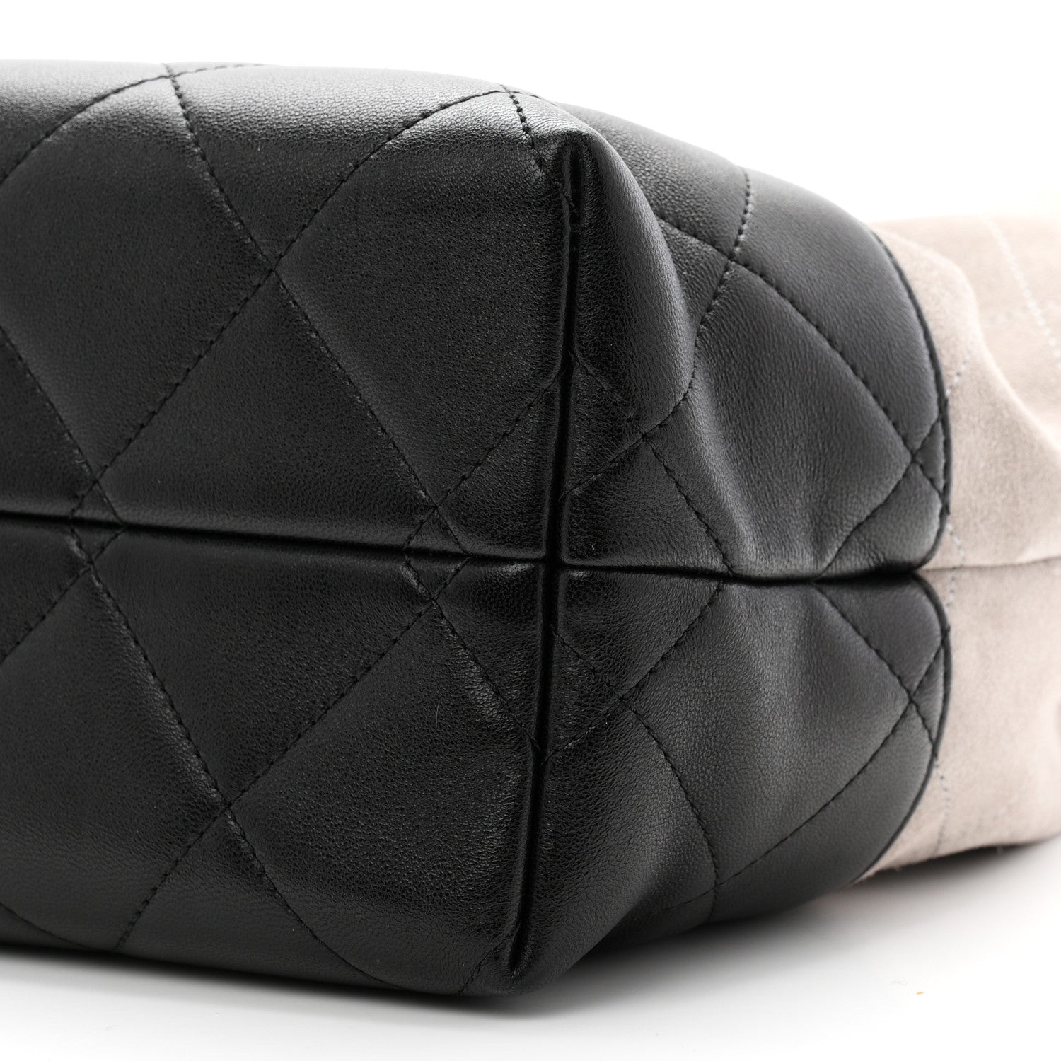 Chanel Suede Calfskin Shiny Lambskin Quilted Small Coco Base Shopping Bag Grey Black 10 of 10