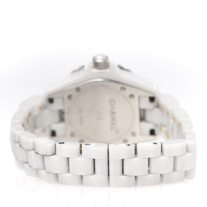 Chanel Stainless Steel Ceramic Diamond 33mm J12 Quartz Watch White 4 of 8