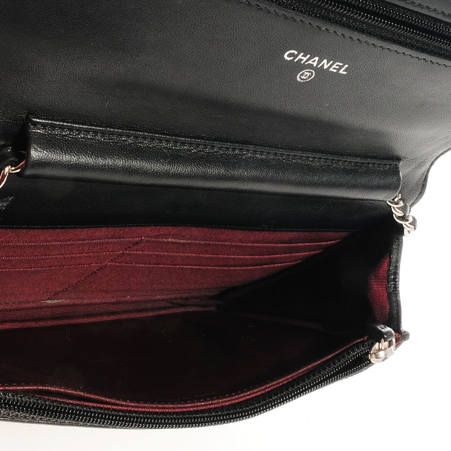 Lambskin Quilted Wallet On Chain WOC Black