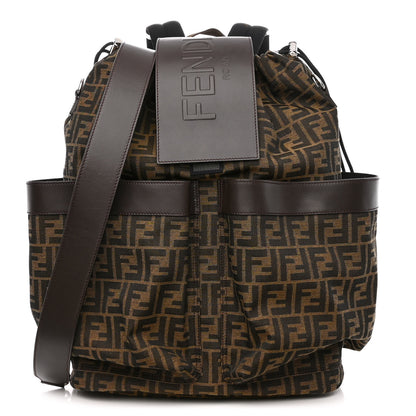 Fendi Recycled Fabric Jacquard Vitello Astro FF 1974 Large Fendi Strike Backpack Tobacco Moro Ebano 1 of 10