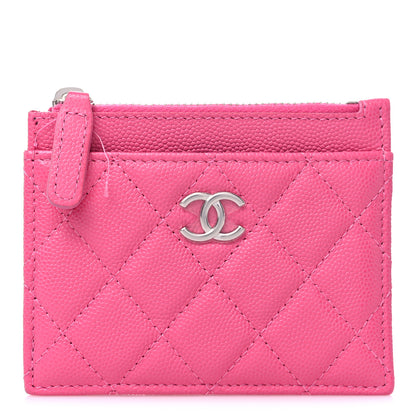 Chanel Caviar Quilted CC Zip Card Holder Dark Pink 1 of 11
