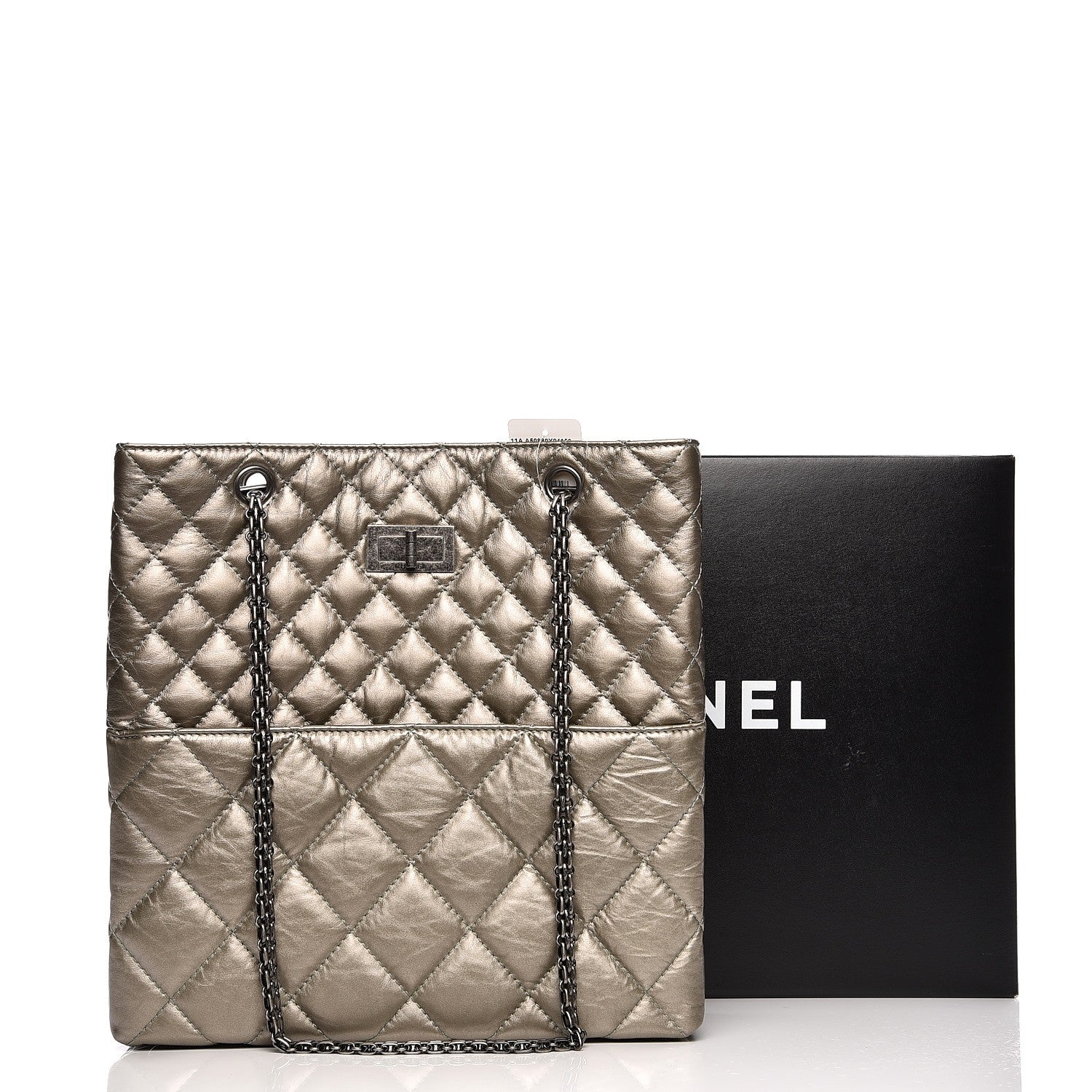 Chanel Aged Calfskin Quilted Reissue 2.55 Tote Light Gold 8 of 11