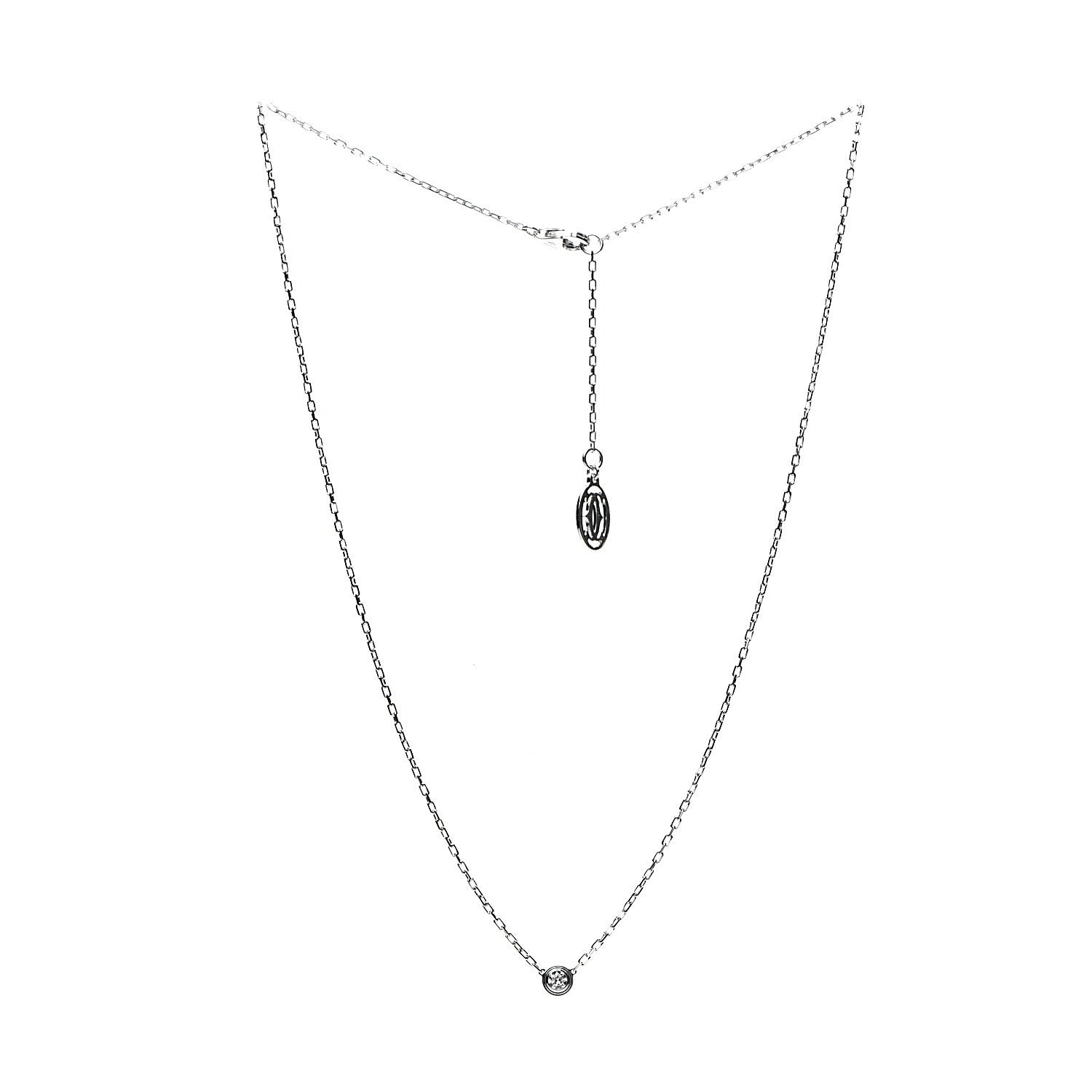 Cartier 18K White Gold Diamond SM D'Amour Pendant Necklace 2 of 5