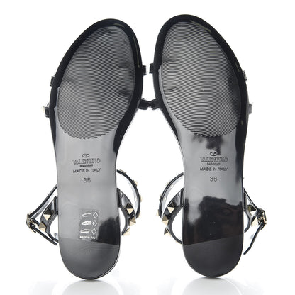 Valentino Garavani PVC Jelly Rockstud Caged Sandals 36 Black 5 of 7