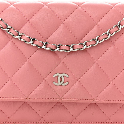 Chanel Lambskin Quilted Wallet On Chain WOC Pink 9 of 11