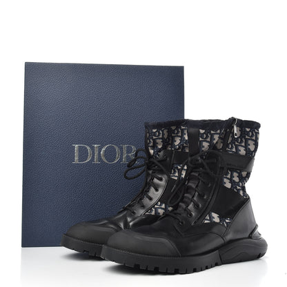 Christian Dior Oblique Smooth Calfskin Combat Boots 41 Beige Black 8 of 8