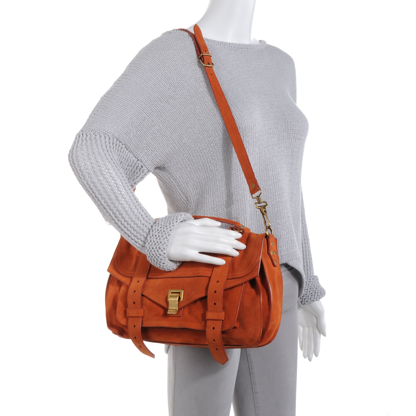 Suede PS1 Medium Satchel Red Clay