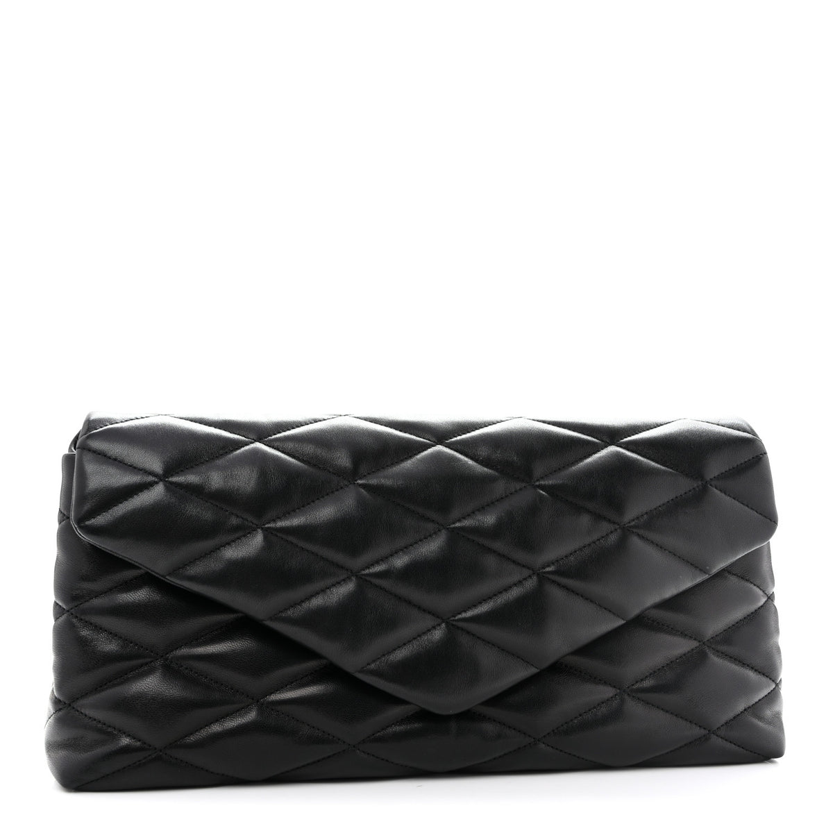 Lambskin Quilted Sade Puffer Envelope Clutch Black